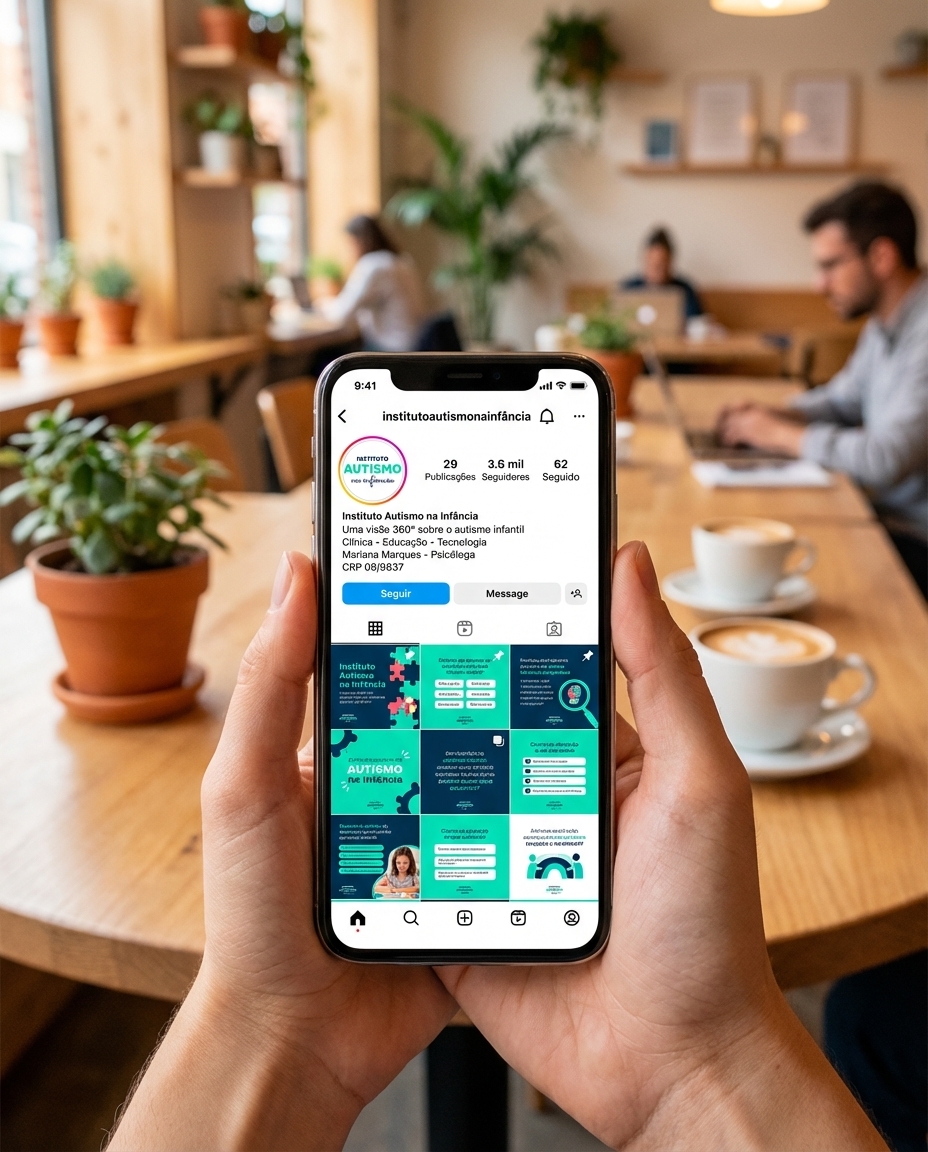 Perfil Instagram Instituto Autismo na Infância no celular